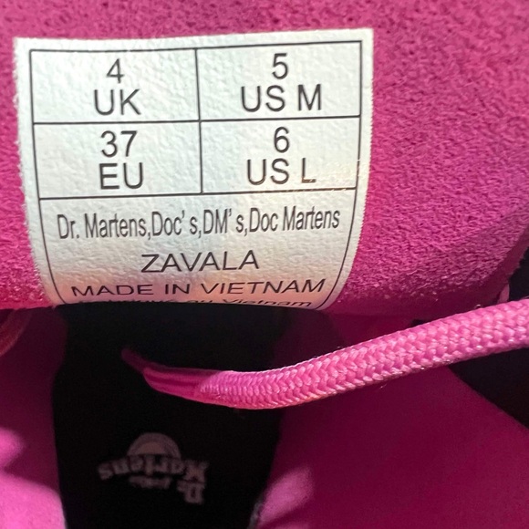 Dr. Martens Women’s ZAVALA Leather Lace Up Thrift Pink Combat Boots New - Picture 10 of 16